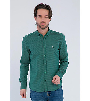 Зелена мъжка памучна риза с принт Elbert снимка