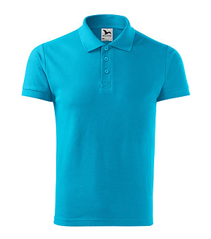 Синя памучна мъжка тениска с яка Heavy снимка