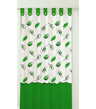 Текстилна завеса за баня в бяло и зелено Nature 140х200 см снимка