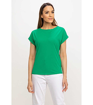 Памучна дамска зелена тениска снимка