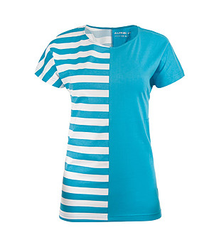 Памучна дамска тениска в синьо и бяло Hooteda снимка