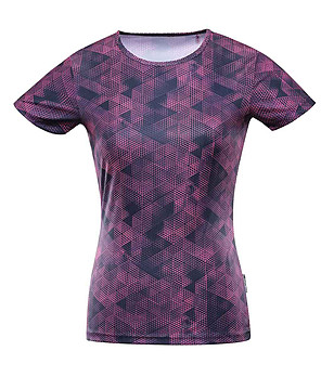 Дамска тениска в розово и черно с ефектен графичен принт Quatra снимка