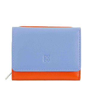 Кожен портфейл в светлосиньо и оранжево Sharrie с RFID защита  снимка