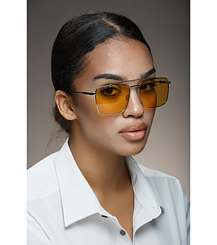 Метални слънчеви unisex очила с жълти лещи снимка
