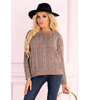 Дамски пуловер в цвят мока Mozlini снимка