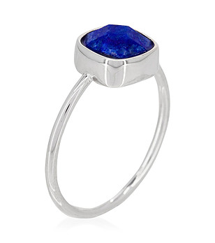 Сребрист дамски пръстен със син лапис лазули Ella снимка