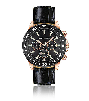 Мъжки часовник хронограф в черно и златисто с каишка Milan снимка