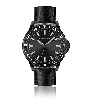 Черен мъжки часовник с каишка от естествена кожа Toledo снимка