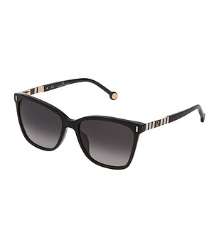 Черни дамски слънчеви очила със златисти детайли снимка