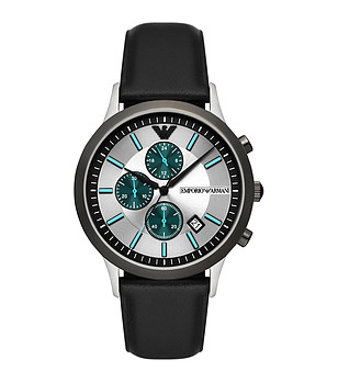 Черен мъжки часовник с ефектен циферблат снимка